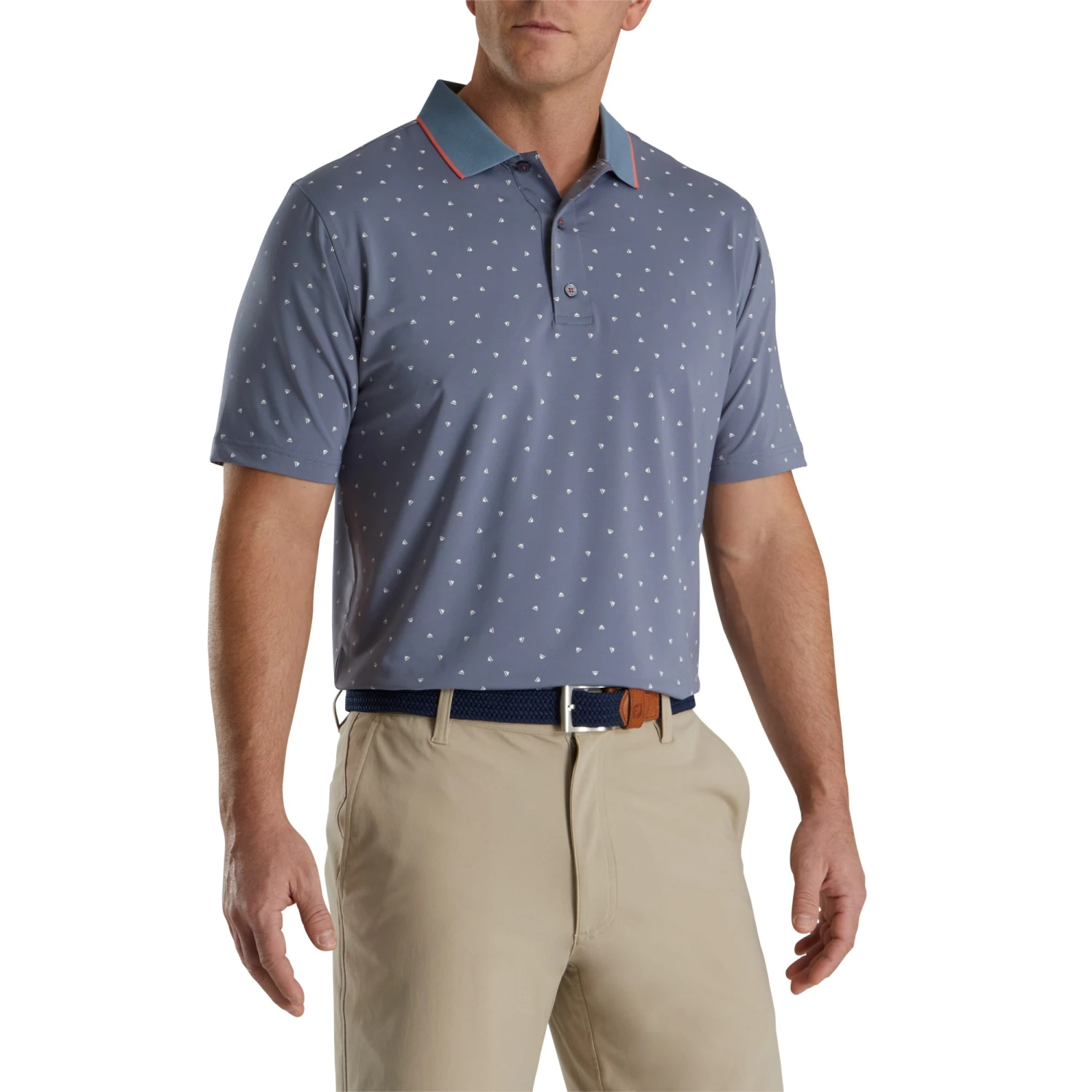 FootJoy Push Play Print Lisle Knit Graphite Mens Golf Polo 1 FootJoy Push Play Print Lisle Knit Graphite Mens Golf Polo