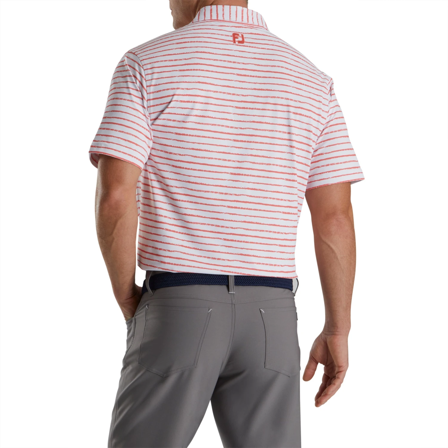 FootJoy Chalk Line Print Stretch White Mens Golf Polo 2 FootJoy Chalk Line Print Stretch White Mens Golf Polo - Image 2