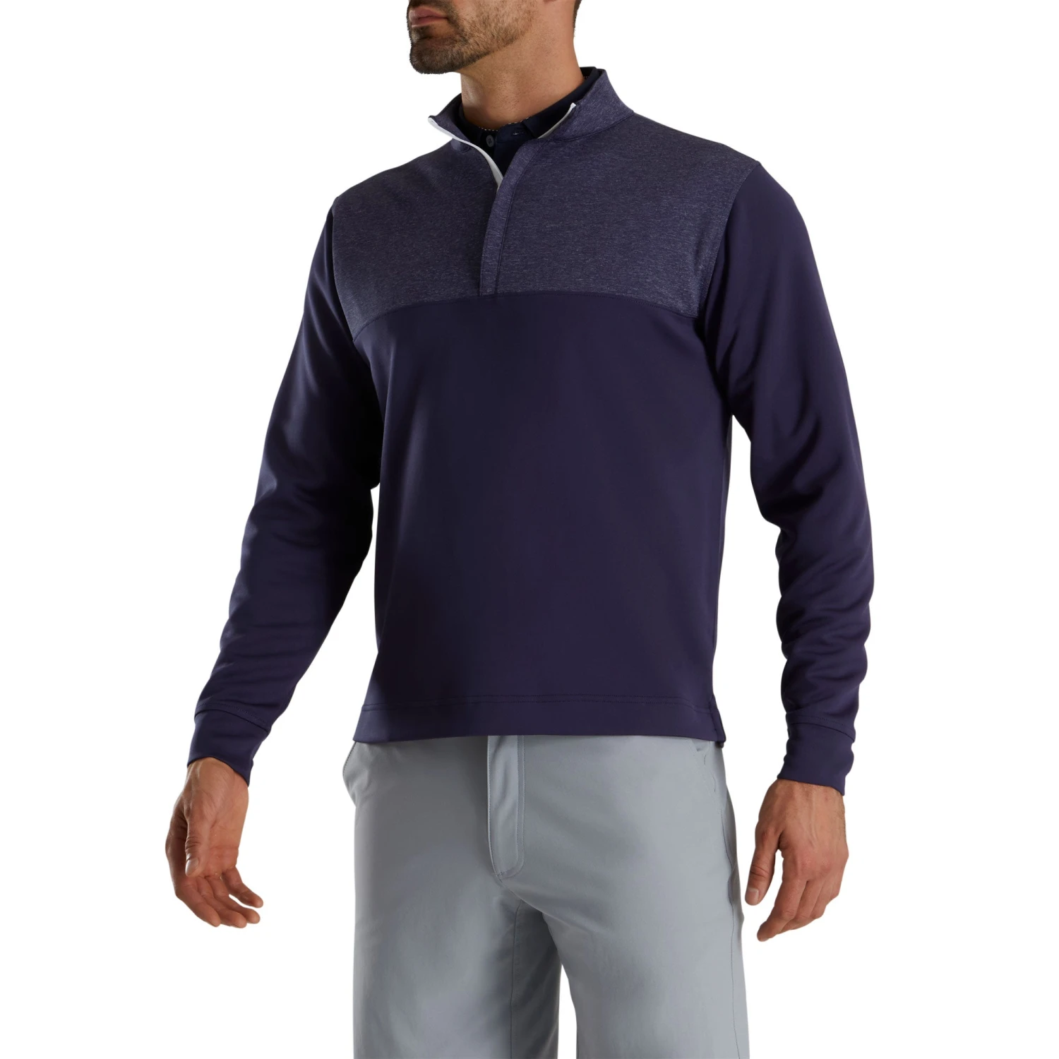 FootJoy Heather Yoke Navy Mens Golf 1/2 Zip 1 FootJoy Heather Yoke Navy Mens Golf 1/2 Zip