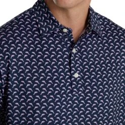 FootJoy Lisle Leaping Dolphins Print Navy Mens Golf Polo -Footjoy 24747 NAVYLAVENDER 2