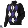 FootJoy Performance Half Zip Lined Sweaters (Previous Season Style) S Heather Grey/Navy/Lime Argyle (