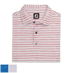 Footjoy Chalk Line Print Stretch Pique Self Collar M Royal / Dove Grey (29609)
