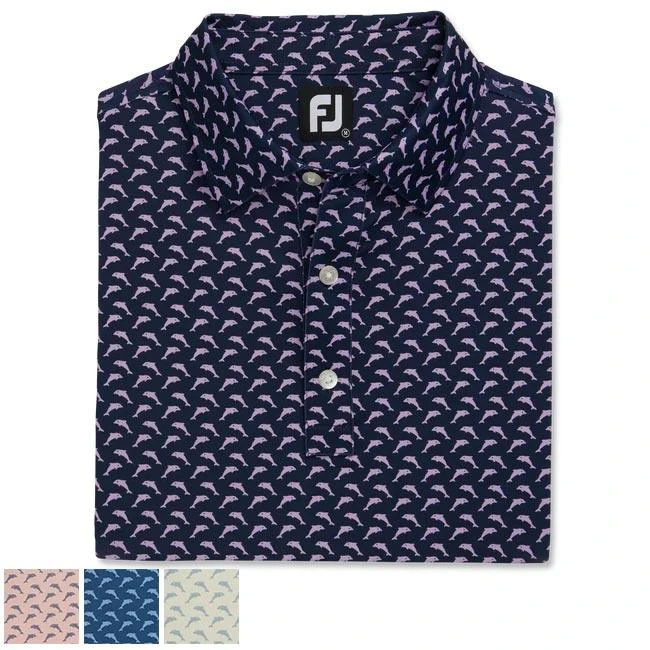 Footjoy Lisle Leaping Dolphins Print Self Collar XL Ink / Dusk Blue (29568) 1 Footjoy Lisle Leaping Dolphins Print Self Collar XL Ink / Dusk Blue (29568)