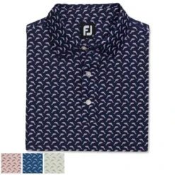 Footjoy Lisle Leaping Dolphins Print Self Collar S Ink / Dusk Blue (29568)