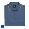 FootJoy Breton Stripe Stretch Pique Knit Collar-Previous Season Style M Ocean/White (28058)